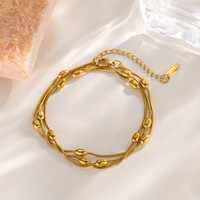 Ensemble de bijoux pour femmes en acier inoxydable plaqué or 18 carats, bracelet/collier multi-rangs en corde N557