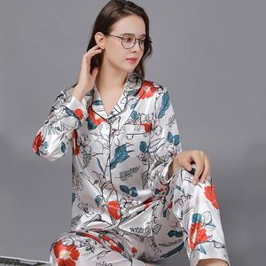 Conjunto de Pijamas de Satén <span class=keywords><strong>para</strong></span> Mujer, Súper Suaves y Ligeras, de Manga Larga, al por Mayor, Ropa de <span class=keywords><strong>Dormir</strong></span> y <span class=keywords><strong>para</strong></span> Estar en Casa - Product Image 1
