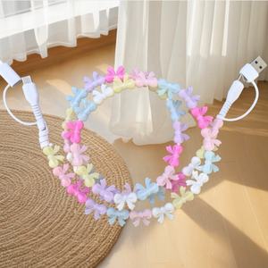 Câble de charge USB Type-C perlé et brillant avec nœud scintillant, câble de données à charge rapide, fil de charge décoratif style bijou tendance - Product Image 3