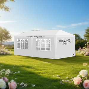 เต็นท์งานแต่งงานสีขาว ขนาด 10'x20' โครงอะลูมิเนียมอัลลอยด์ ผ้าโพลีเอสเตอร์ เปิดเร็ว แบบขยายได้ ใช้สำหรับฤดูร้อน - Product Image 2