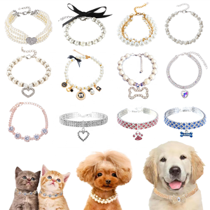 Accesorios de lujo para mascotas Collar de joyería ajustable para mascotas Collar de perro gato perla de diamantes de imitación - Product Image 1
