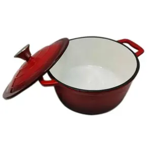 Pot DIA.20cm Enameled Cast Iron Dutch Oven Pot With Lid And Steel Knob With Loop Handles For Gas Electric Ceramic Stoves