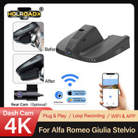 Holroadx Caméra de tableau de bord WIFI 4K UHD avant/arrière avec vision nocturne, double objectif, Plug&Play, 64G, Alfa Romeo, 1 an