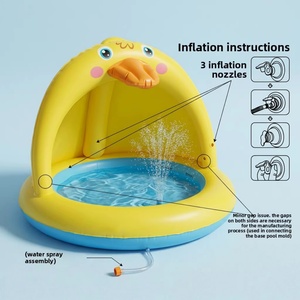 Piscine gonflable ronde en PVC imperméable pour jeux aquatiques en plein air, design de dessin animé pour enfants, piscine multifonctionnelle - Product Image 4