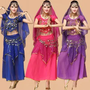 Conjunto de fantasias de dança do ventre, estilo quiki, indiana, saree