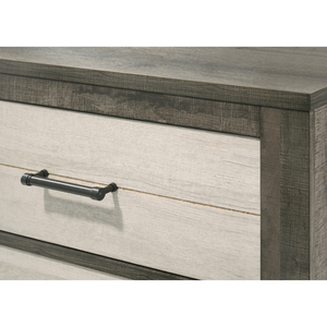Two Tone Nightstand With Two Drawers Metal Handle Gray Beige <b>Bedside</b> <b>Storage</b> - Product Image 3