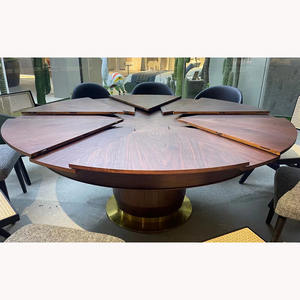 طاولة طعام خشبية دائرية قابلة للسحب على الطراز الصيني الجديد مناسبة للاستعمال في المطاعم تتسع لعدد من الأشخاص - Product Image 1