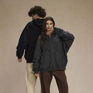 Sweats à capuche zippés personnalisés Hommes Femmes Sweat à capuche zippé surdimensionné Sweat à capuche zippé unisexe vieilli - Product Image 3