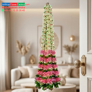 Artificial Flower Garland Purple <b>White</b> Floral <b>Hanging</b> Decoration for Wedding Mandap Temple Pooja Festival Home Entrance Decor - Product Image 5