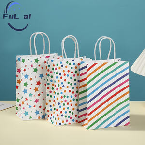 <span class=keywords><strong>Bolsa</strong></span> <span class=keywords><strong>de</strong></span> papel Kraft reciclable personalizada con rayas arcoíris, regalo <span class=keywords><strong>de</strong></span> Feliz Navidad, dulces, galletas, con logotipo propio para embalaje - Product Image 1