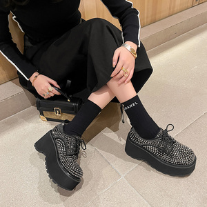WETKISS Chaussures <span class=keywords><strong>plateforme</strong></span> de luxe entièrement cloutées pour femme, style punk gothique, richement ornées de strass, type Oxford <span class=keywords><strong>Creepers</strong></span>, à lacets - Product Image 5