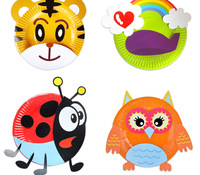 Assiettes en papier jetables de 7 pouces, multicolore rond, fournitures de fête d'anniversaire, assiettes désert