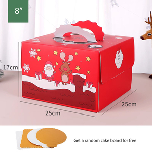 Giáng sinh 6/8/10 inch xách tay bánh bao bì hộp với cửa sổ trong suốt với xử lý - Product Image 6