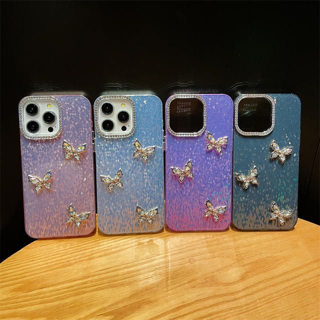 Luxury Valin Lattice Three-dimensional butterfly Fashion Mobile Phone case for IPhone15promax 14pro Fall protection case 13 12