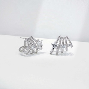 wholesale plata 925 sterling silver cc 18k gold polish <b>earring</b> fashion geometric luxury western ladies korean <b>fine</b> <b>stud</b> <b>earrings</b> - Product Image 1