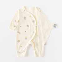 Ademend Zacht Gaas Cartoon Print Baby Kruippak Met Lange Mouwen Romperkleding