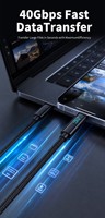 Kabel Data USB4 USB-C ke USB-C 240W PD 40Gbps 8K Tampilan Digital Berbahan Nilon Kepang dengan Cangkang Logam untuk Pengisian Daya