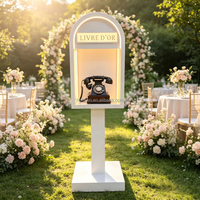 Support de présentation en fer pour cabine téléphonique de mariage, panneau de livre d'or, table de signature, décoration de photomaton pour fêtes et banquets, vente en gros, personnalisable, direct usine
