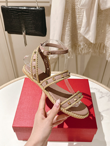 Women's White Braided Strap Studded Flat Sandals Ankle Buckle Summer Casual Shoes - Product Image 2