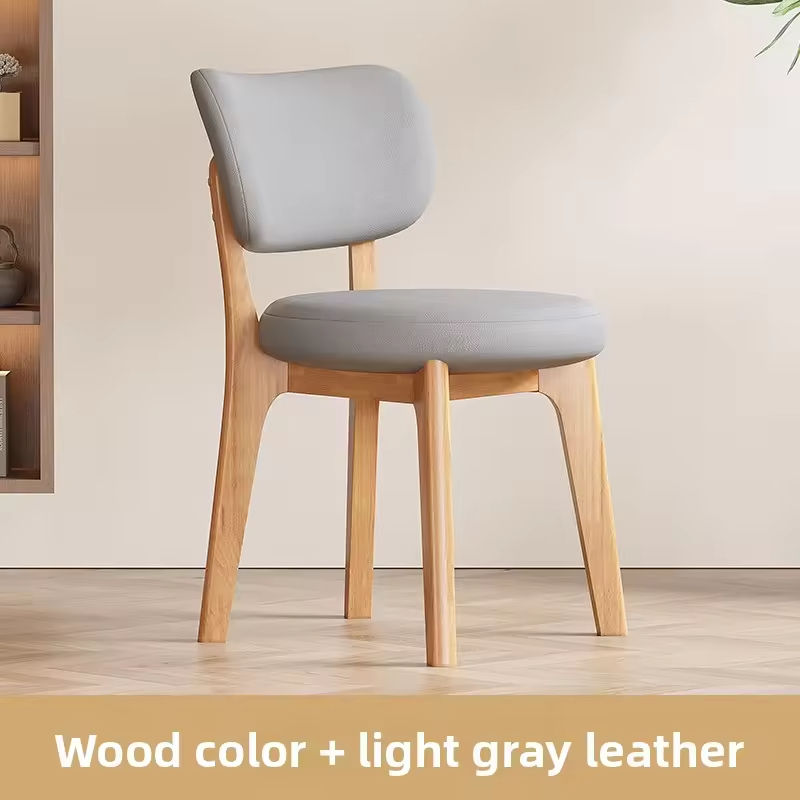 โครงไม้สีธรรมชาติ - เบาะนั่งสีเทาเข้ม