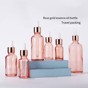Commercio all'ingrosso rotondo oro rosa bottiglia contagocce di vetro per la cura dei capelli Oils-5ml essenziale 15ml 30ml 50ml 100ml dimensioni tappo a vite di tenuta - Product Image 2