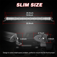 Barre lumineuse de travail LED 20 pouces à faisceau combiné spot et large, 60W, à rangée unique, fixation sur pare-chocs inférieur - Vente chaude