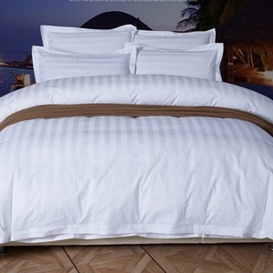 Chất lượng cao 100% cotton 400TC Nữ Hoàng Kích thước tấm Ga Trải Giường Bộ Sọc khách sạn Duvet cover bộ đồ giường đặt - Product Image 6