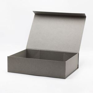 Boîtes cadeaux rigides écologiques de luxe de couleur grise avec couvercle magnétique et ruban - Product Image 3