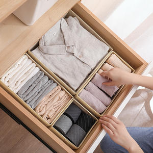 Ensemble de 6 boîtes de rangement en tissu non tissé, rectangulaires, pliables, sans couvercle, empilables, pour tiroir, sous-vêtements, chaussettes, vêtements - Product Image 2