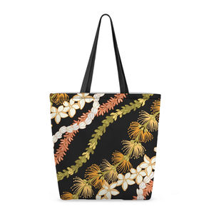 プルメリア ピカケ レイ ハワイアン キャンバス ショッピングバッグ 大容量 再利用可能 昇華転写 カスタムプリント トートバッグ - Product Image 2