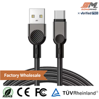 Câble de charge rapide USB Type-C en nylon personnalisé 60W OEM 1M avec conducteurs en cuivre pur pour le transfert de données de téléphone portable et d'appareil photo
