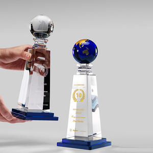 Trofeo de cristal del Campeonato Mundial DE LA Tierra en blanco grabado con láser 3D de Honor de cristal con base de cristal - Product Image 3