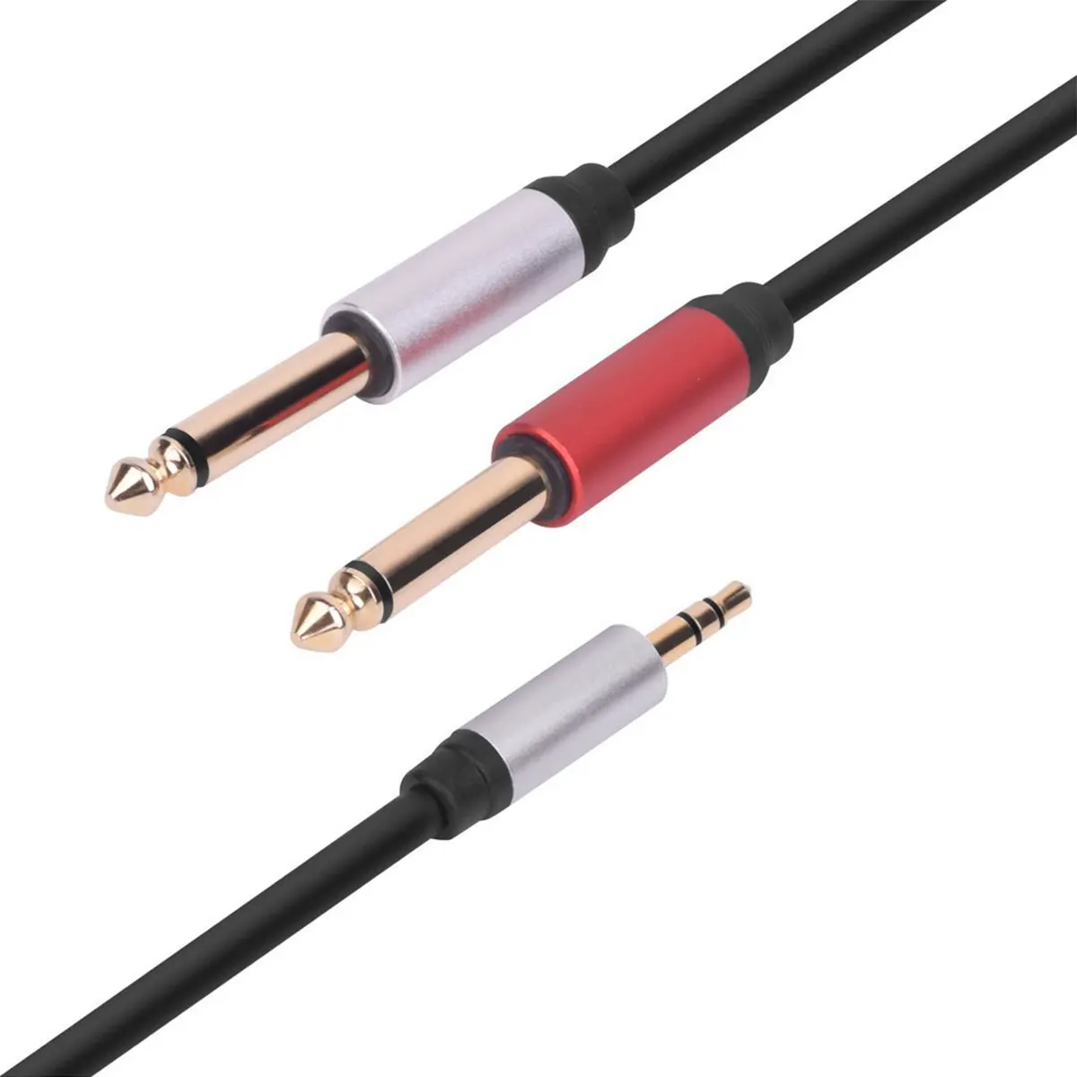 Gold Plated 3.5mm to Dual 6.35mm 1/4" TS Mono Y Splitter Audio Cable
