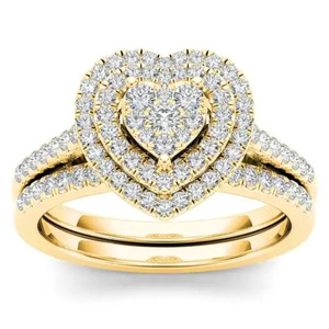 Set di anelli a cuore a strati per donna, due pezzi con design a cuore, anelli da dito per uso quotidiano - Product Image 6