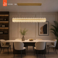 Lustre rectangulaire de luxe en verre artisanal avec éclairage LED pour hall d'entrée de villa