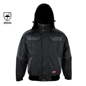 Jaket Windbreaker Pria, Mantel Kerja Hitam Musim Dingin