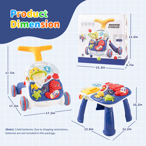 Marche-bébé interactif multifonctionnel, centre d'activités pliable, jouet à pousser, table d'apprentissage musicale pour tout-petits - Product Image 5