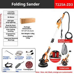 <span class=keywords><strong>Lijadora</strong></span> de Pared Eléctrica Industrial de 220V <span class=keywords><strong>con</strong></span> 6 Velocidades Variables, Mango Plegable Grande y Luz - Product Image 2
