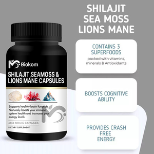 แคปซูลสารสกัดจาก shilajit ธรรมชาติผลิตจากหิมาลัย shilajit พร้อมสร้อยสิงโตและมอสจากทะเล - Product Image 4