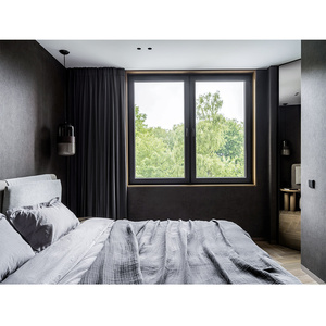 <span class=keywords><strong>Fenêtre</strong></span> à <span class=keywords><strong>battant</strong></span> en aluminium noir élégant à cadre étroit avec poignée européenne, double vitrage et isolation phonique - Product Image 1