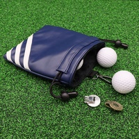 Sac de transport pour balles de golf en PU avec doublure en flanelle, avec crochet, logo brodé personnalisé, imperméable, durable, mini sac de poche pour ceinture