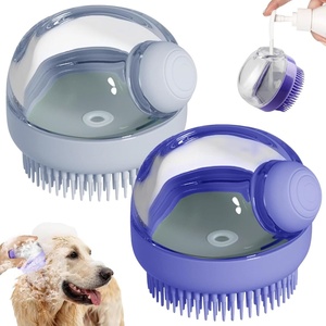 Brosse de bain pour chien avec logo personnalisé, brosse de toilettage pour chien, distributeur de shampoing, poils en silicone doux pour chiens et chats, douche - Product Image 1