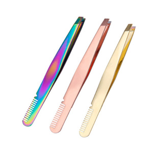 Pince à épiler en acier inoxydable à pointe angulaire, très vendue, pour la coupe et l'épilation des sourcils, les faux cils, beauté - Product Image 2