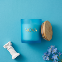 Pot à bougie en verre givré 8oz 10oz 14oz, récipient cylindrique vide avec couvercle, logo personnalisé, décoration d'intérieur
