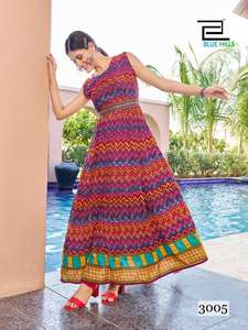 Vestido Anarkali largo de nuevo diseño de calidad estándar con cinturón bordado para mujer, moda al mejor precio para exportar desde India - Product Image 3