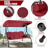 Lit balançoire de patio convertible 3 places avec auvent réglable, pour jardin, avec porte-gobelets amélioré et coussins épais