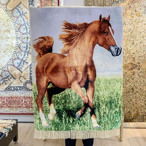 Alfombra de Seda Hecha a Mano de 91x123cm, Tapiz de <span class=keywords><strong>Caballo</strong></span> 100% Seda, Alfombra <span class=keywords><strong>Persa</strong></span> de Seda de la India - Product Image 2