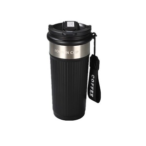 แก้วกาแฟแบบพกพา 600 มล. ลายทางแนวตั้ง สแตนเลสสตีล พร้อมสายคล้องคอ ผนังสองชั้นสุญญากาศ เก็บอุณหภูมิ - Product Image 6