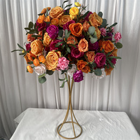 IFG vente en gros Tropical 60 cm Fuchsia rose vif Orange jaune mélangé rose soie moderne boule de fleur artificielle pour Table mariage