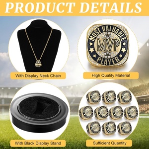 Highergo Children's 1-Piece Champion MVP <strong>Ring</strong> Geometric Design <strong>Size</strong> <strong>11</strong> Sports Display Stand Baseball Football Tournament Awards - Product Image 3